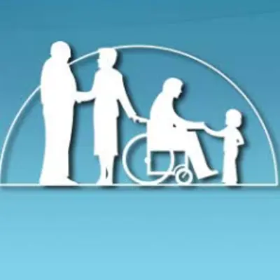 Blue and white figures help a child